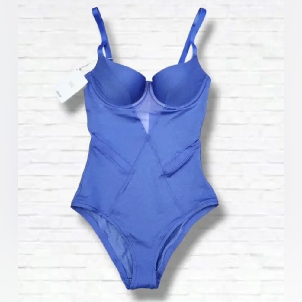 Wolford Egyptian Blue Juventas Beach Light Shaping One Piece Swimsuit New XS b